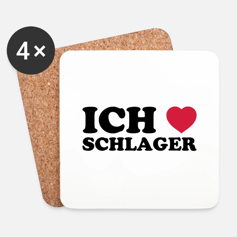 ICH LIEBE SCHLAGER - Untersetzer (4er-Set) - Weiß