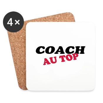 Foot / Coach / Entraineur / Basket / Tennis / Pap - Dessous de verre (lot de 4) - blanc - Devant