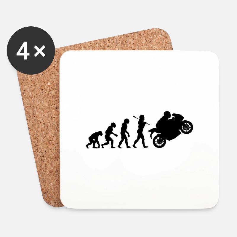 Biker Evolution - Untersetzer (4er-Set) - Weiß