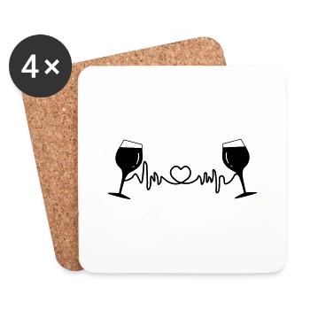 Wine glasses cardio - Coasters (set of 4) - white - Front