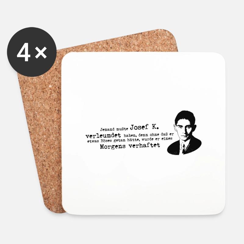 Franz Kafka Zitat Prozess Josef K - Untersetzer (4er-Set) - Weiß