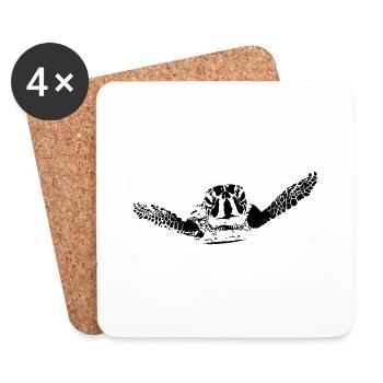 Nager la tortue dans l'eau - Dessous de verre (lot de 4) - blanc - Devant