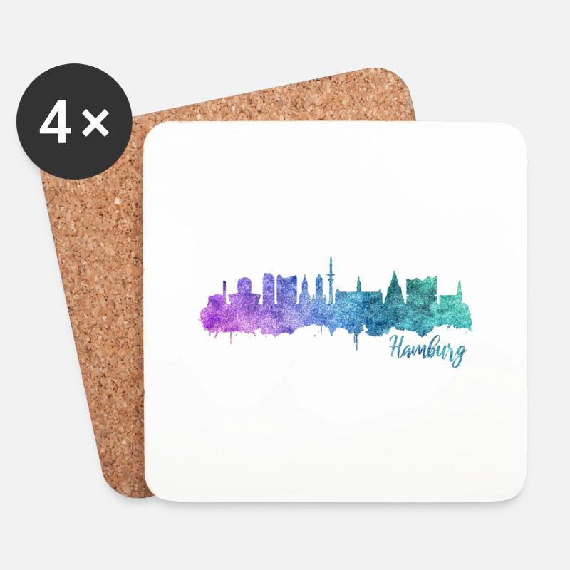 Hamburg Skyline - Untersetzer (4er-Set) - Weiß