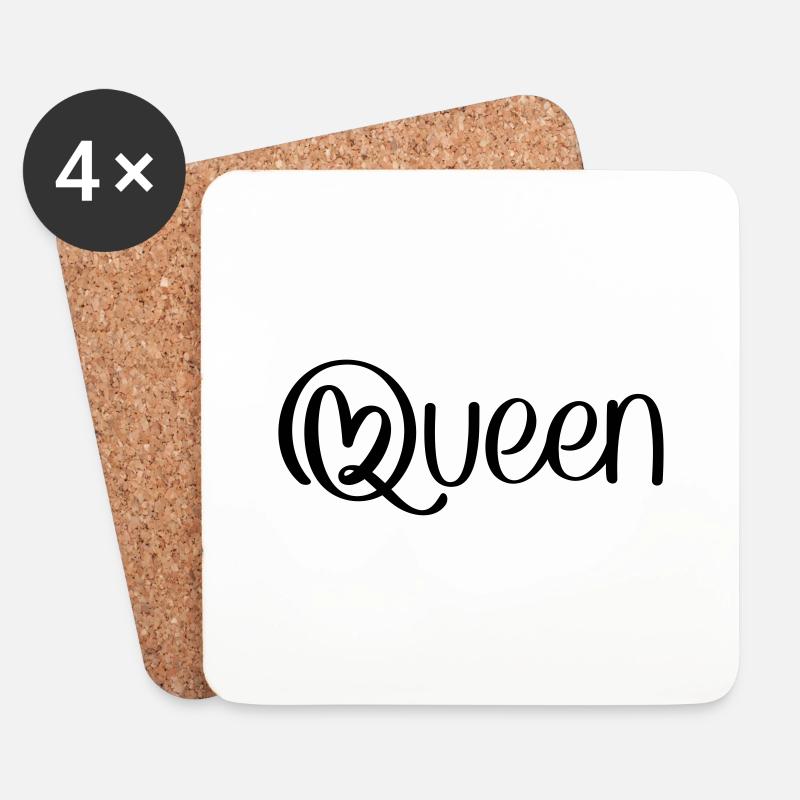 Queen mit Herz - Untersetzer (4er-Set) - Weiß