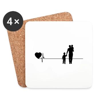 Papa papa papa cadeau de la fête des pères papa coeur - Dessous de verre (lot de 4) - blanc - Devant