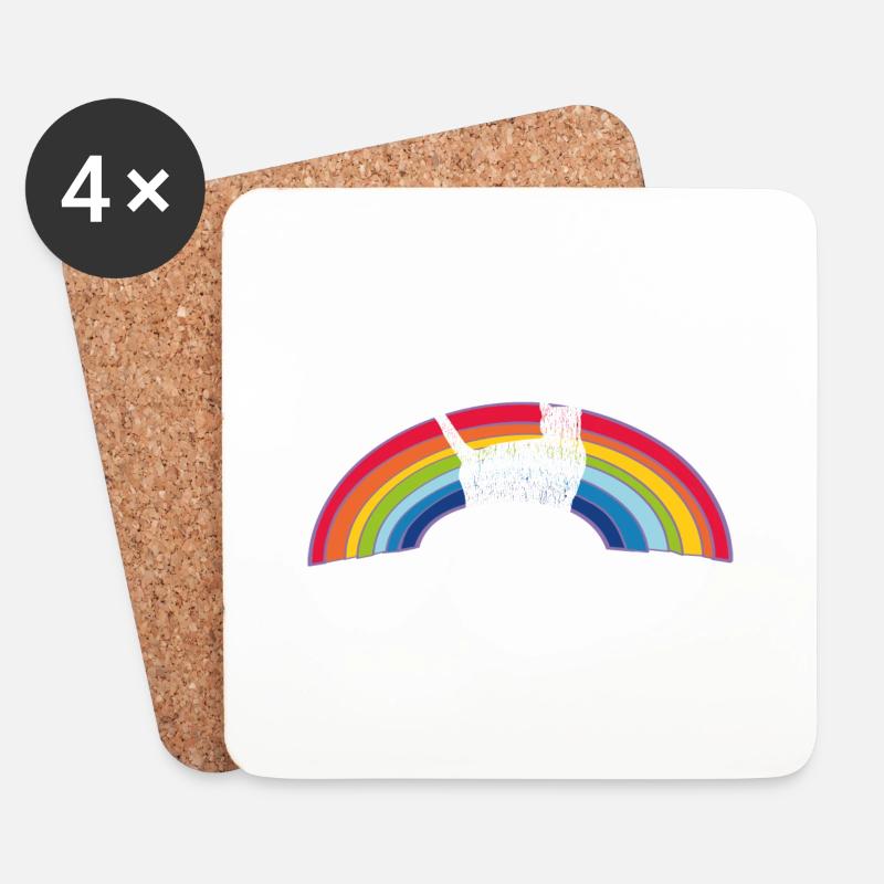 regenbogen katze - Untersetzer (4er-Set) - Weiß