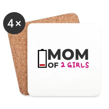 Mom of 2 Girls Mutter Mama Mami Mutti Mammie Mommy - Untersetzer (4er-Set) - Weiß - Vorne