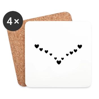 Cœurs Motifs - Dessous de verre (lot de 4) - blanc - Devant