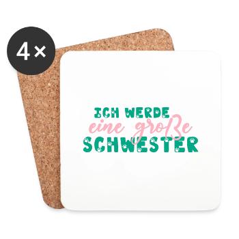 Ich Werde Eine Große Schwester Pfote Tatzen Kinder - Untersetzer (4er-Set) - Weiß - Vorne