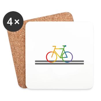 Strasse Regenbogen Fahrrad - Untersetzer (4er-Set) - Weiß - Vorne