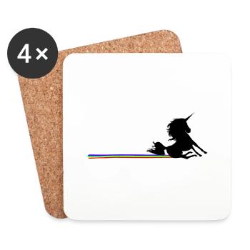 Einhorn Regenbogen Kacke - Untersetzer (4er-Set) - Weiß - Vorne