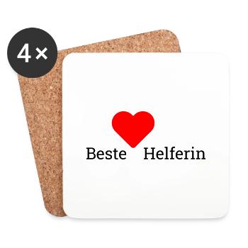 beste helferin - Untersetzer (4er-Set) - Weiß - Vorne