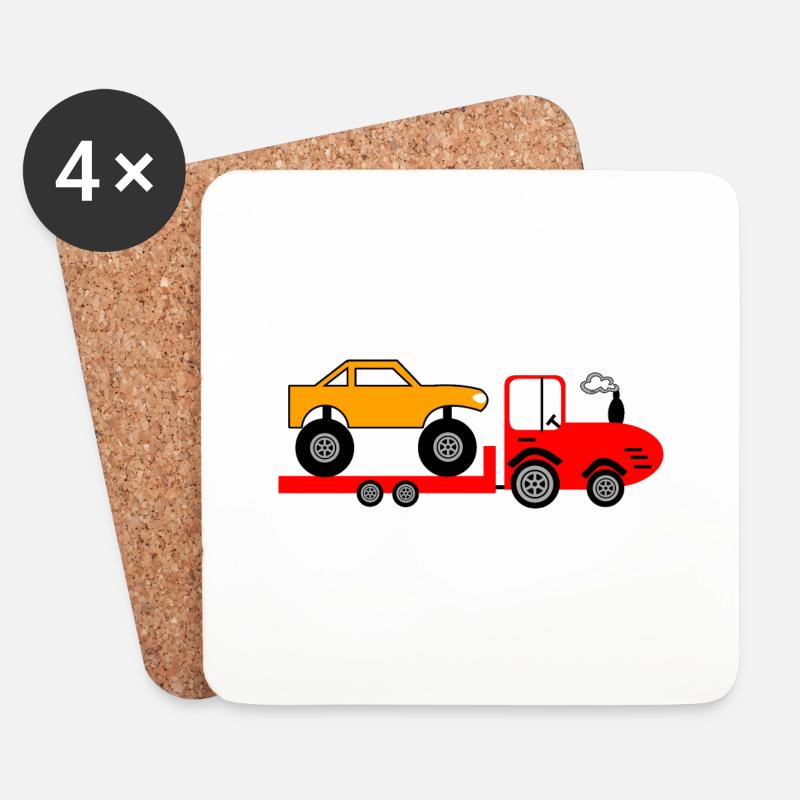 Traktor - Untersetzer (4er-Set) - Weiß