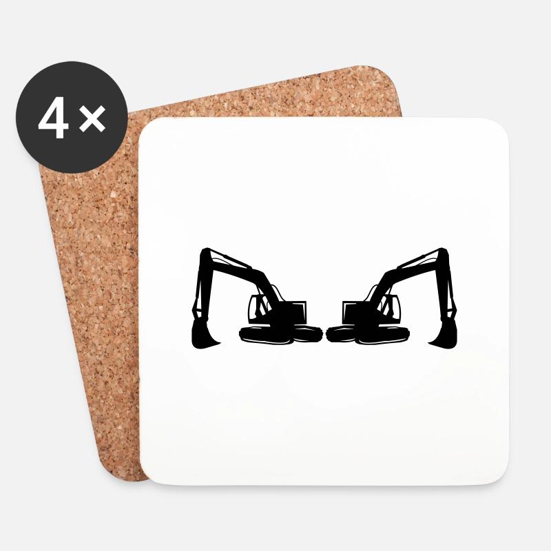 Bagger - Untersetzer (4er-Set) - Weiß