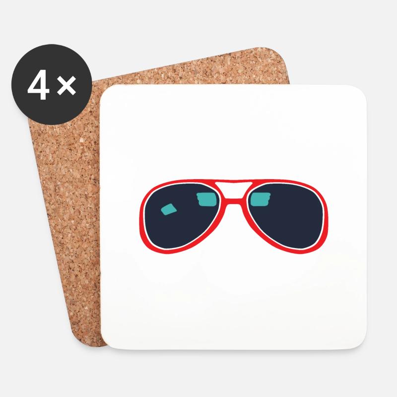Sonnenbrille - Untersetzer (4er-Set) - Weiß