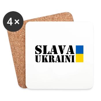 Slava ukraini - Dessous de verre (lot de 4) - blanc - Devant