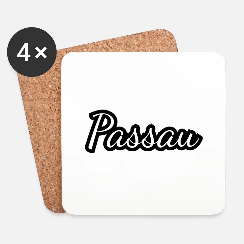 Passau - Textdesign mit Stadtnamen - Untersetzer (4er-Set) - Weiß