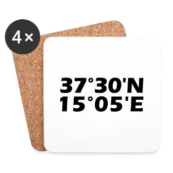 Coordonnées de Catane - Dessous de verre (lot de 4) - blanc - Devant