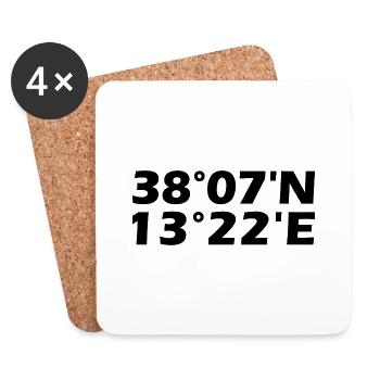 Palermo Coordinates - Coasters (set of 4) - white - Front