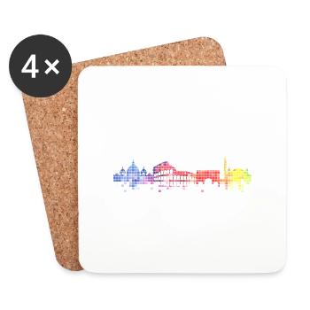Rom Rome Italien Stadt Skyline Pixel Bunt - Untersetzer (4er-Set) - Weiß - Vorne