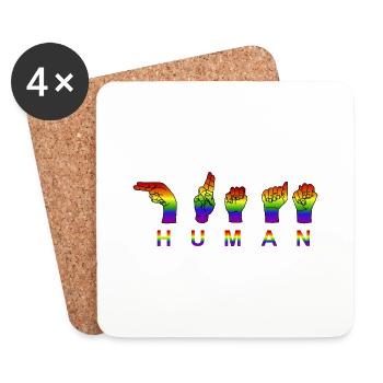 Human - Pride and Respect - Handzeichen - Untersetzer (4er-Set) - Weiß - Vorne