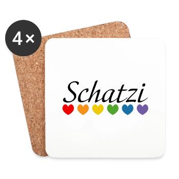 Regenbogenherz Schatzi LGBT lgbtqi queer - Untersetzer (4er-Set) - Weiß - Vorne