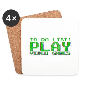 To Do List Play Video Games 3 - Coasters (set of 4) - white - Front