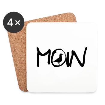 Moin mit Möwe - Untersetzer (4er-Set) - Weiß - Vorne