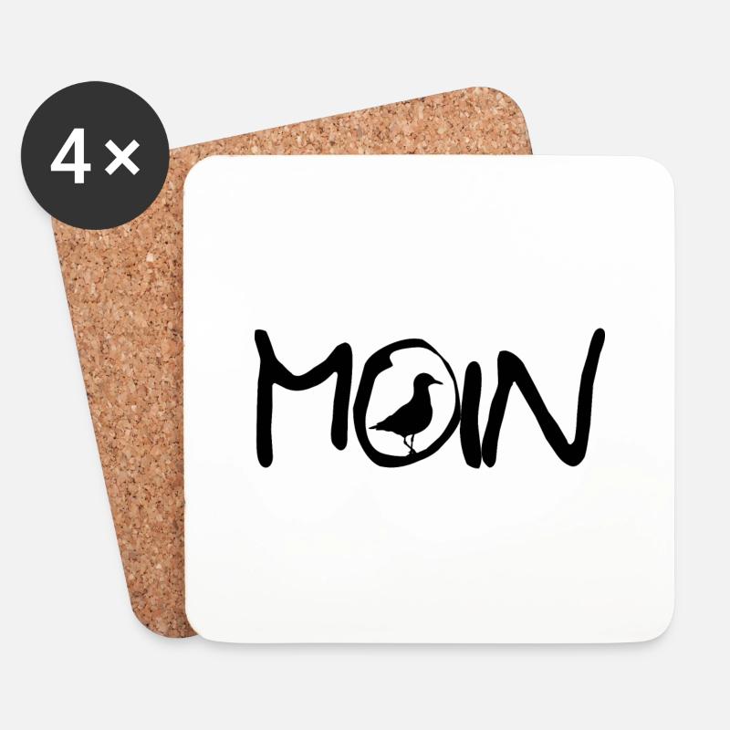 Moin mit Möwe - Untersetzer (4er-Set) - Weiß