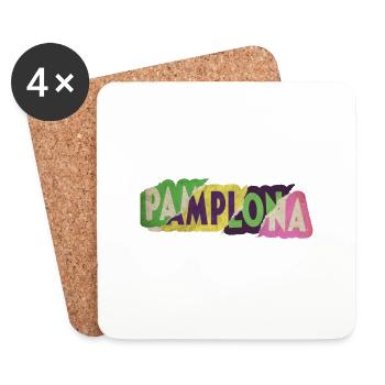 Pamplona Spanien Stadt Schrift Punk Retro Vintage - Untersetzer (4er-Set) - Weiß - Vorne