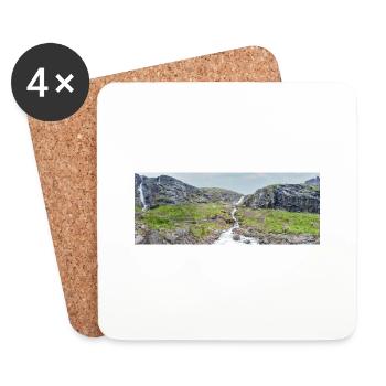 Trollstigen, Tverelva Landschaft Stigfossen Norwegen - Untersetzer (4er-Set) - Weiß - Vorne