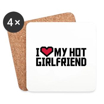 I love my girlfriend - Coasters (set of 4) - white - Front