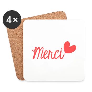 MERCI. THANKS. THANK YOU. ANNIVERSAIRE. NAISSANCE. - Dessous de verre (lot de 4) - blanc - Devant