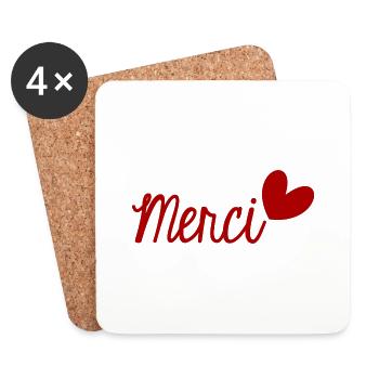 MERCI. THANKS. THANK YOU. ANNIVERSAIRE. NAISSANCE. - Dessous de verre (lot de 4) - blanc - Devant