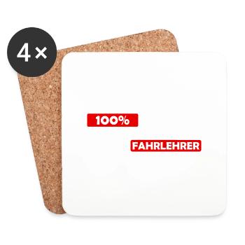 100% Premium Fahrlehrer - Fahrschule Führerschein - Untersetzer (4er-Set) - Weiß - Vorne