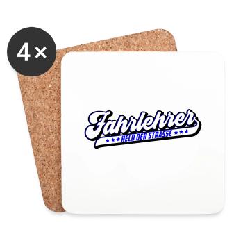 Fahrlehrer Held der Straße | Farben änderbar - Untersetzer (4er-Set) - Weiß - Vorne