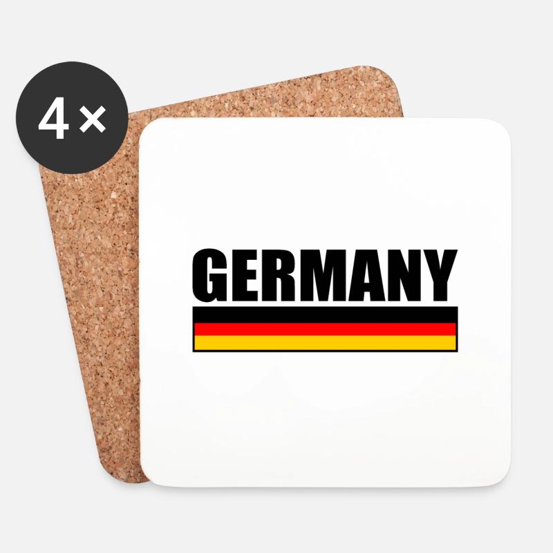 DEUTSCHLAND DEUTSCHE FLAGGE - Untersetzer (4er-Set) - Weiß