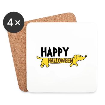 Drôle de t-shirt teckel Happy Halloween - Dessous de verre (lot de 4) - blanc - Devant