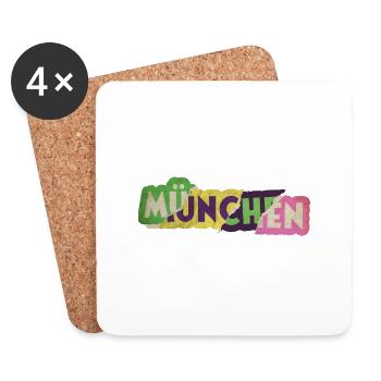 Munich Germany City Font Punk Retro - Coasters (set of 4) - white - Front