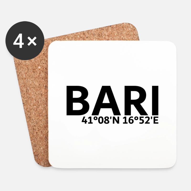 Bari Koordinaten - Untersetzer (4er-Set) - Weiß