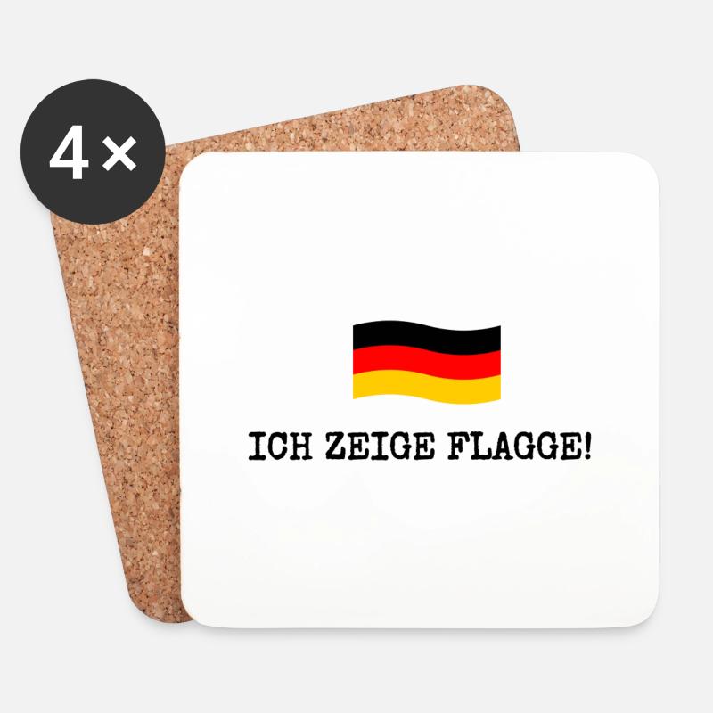 "Ich zeige Flagge" - Untersetzer (4er-Set) - Weiß