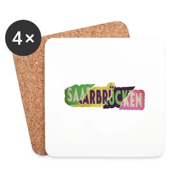 Sarrebruck Allemagne City Font Punk Retro - Dessous de verre (lot de 4) - blanc - Devant