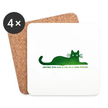 Anyone who has a cat is a good person - Coasters (set of 4) - white - Front