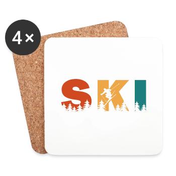 Ski. Ski-Wintersport - Untersetzer (4er-Set) - Weiß - Vorne