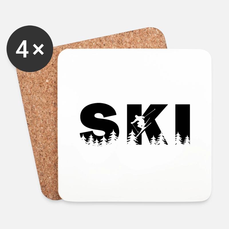 Ski. Ski-Wintersport - Untersetzer (4er-Set) - Weiß