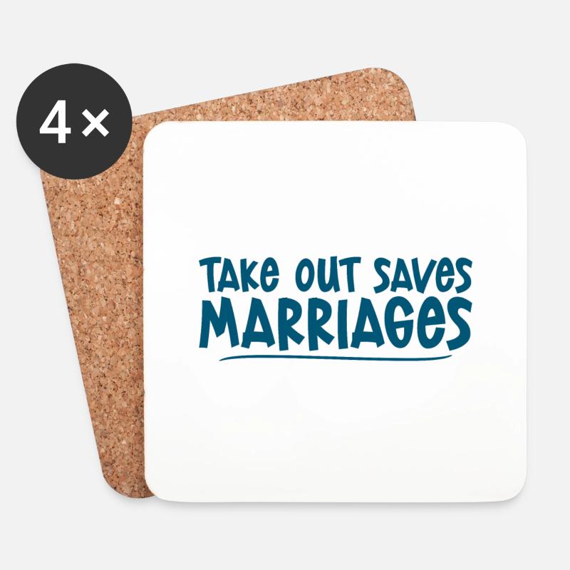 Takeout Saves Marriages 4 - Untersetzer (4er-Set) - Weiß