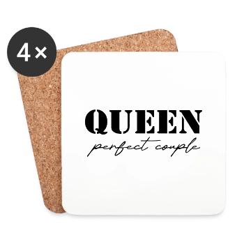 King and Queen Queen Geschenk black - Untersetzer (4er-Set) - Weiß - Vorne