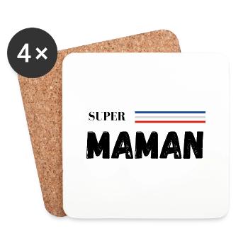 super maman - Dessous de verre (lot de 4) - blanc - Devant