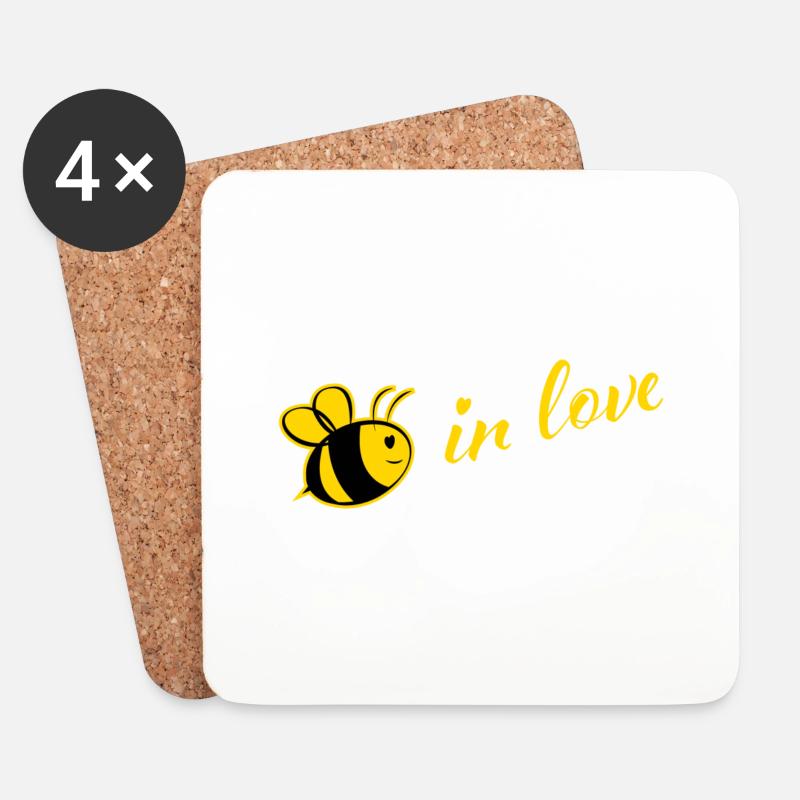 Bee in love - Untersetzer (4er-Set) - Weiß