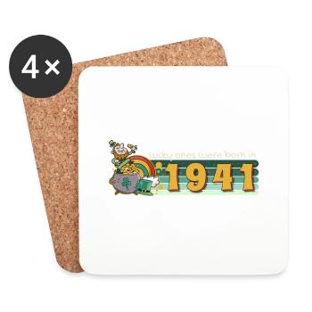 Les chanceux sont nés en 1941 tee St. Patrick’s - Dessous de verre (lot de 4) - blanc - Devant